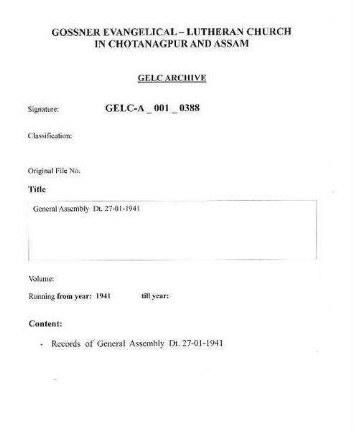 General Assembly Dt. 27-01-1941