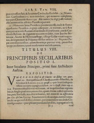 Titulus VIII. De Principibus Secularibus ...