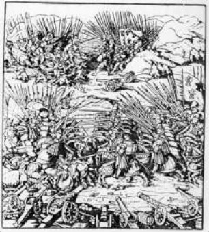 Die erste Schlacht zwischen Franzosen und Venetianern (Nr. 78 aus Weißkunig)