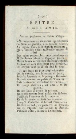 Epitre A Mes Amis.