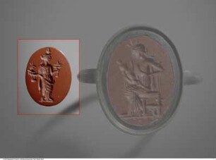 Gemme mit Darstellung der Göttin Isis mit Sistrum, Situla und Ziegenbock