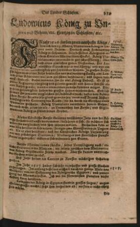 Ludowicus König zu Ungern und Behem/ etc. Hertzog in Schlesien/ etc.