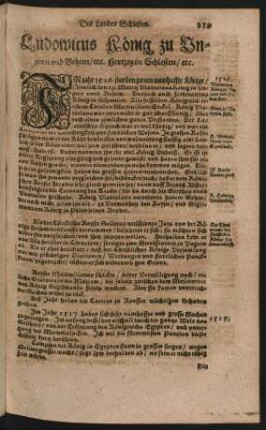 Ludowicus König zu Ungern und Behem/ etc. Hertzog in Schlesien/ etc.