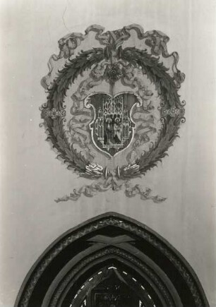Meißen. Albrechtsburg (1471/1485; A. v. Westfalen). Kleine Appelationsstube. Ornamentale Wandmalerei mit Wappen (um 1878)