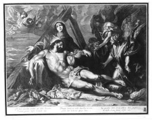 Beweinung Christi : Viennot, Nicolas nach Dyck, Anton van. Kopie nach Vorsterman, Lucas . Valet, Joannes exc. Beweinung Christi. Kupferstich; 33,9 x 43,8 cm. Dresden: Kupferstich-Kabinett A 33134 in A 1284, 3, van Dyck, Tom III (S. 84)