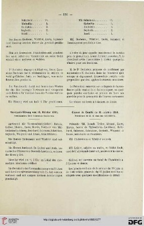 Vorstands-Sitzung vom 18. Oktober 1894 / Séance du Comité du 18 octobre 1894