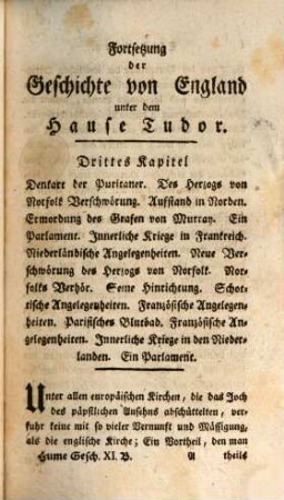 David Hume, Esq. Geschichte von Großbritannien : Aus dem Englischen übersetzt, 11. Von Elisabeth