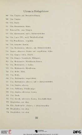 Uhren in Holzgehäuse (Nr. 508-536)