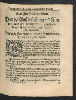 Das Fünffte Tractätlein. Von der Aufferstehung und Himmelfarth Jesu Christi/ item von Sendung des heiligen Geistes ...
