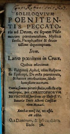 Soliloquium paenitentis peccatoris ad Deum