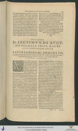 In Funere D. Sigismundi Augusti Poloniae Regis, Magni Ducis Lithuaniae, etc. Oratio