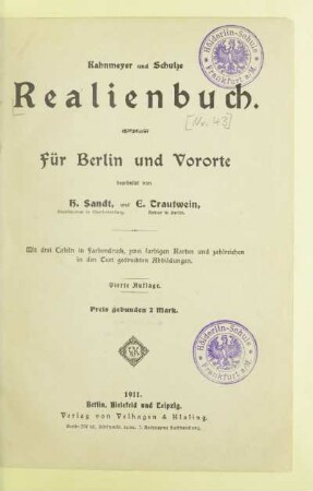 Realienbuch für Berlin und Vororte
