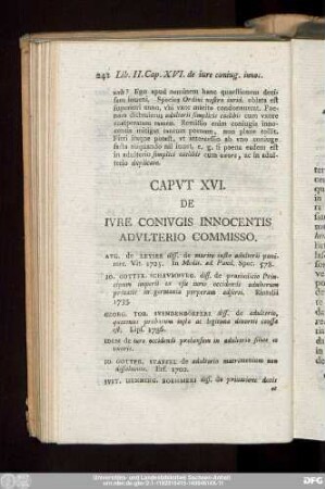 Caput XVI. De Iure Coniugis Innocentis Adulterio Commisso.