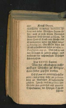 Das XXVIII. Capittel. Von den offenbahren rechtmessigen Ursachen zu Kriegen/ deren sieben gezehlet werden.
