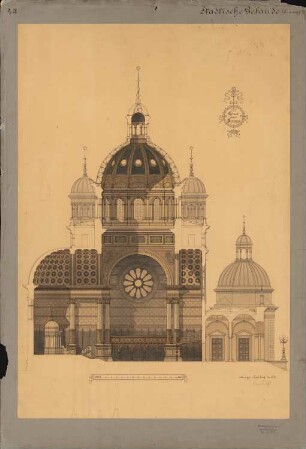 Synagoge: Schnitt mit Innenansicht