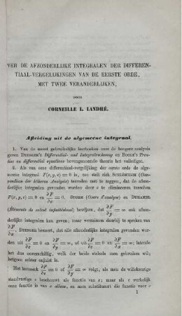 Ver de afzonderlijke integralen der differentiaal-vergelijkingen van de eerste orde, met twee veranderlijken.