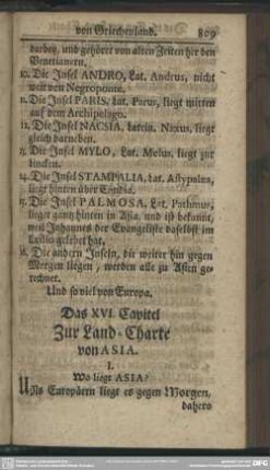Das XVI. Capitel Zur Land-Charte von Asia