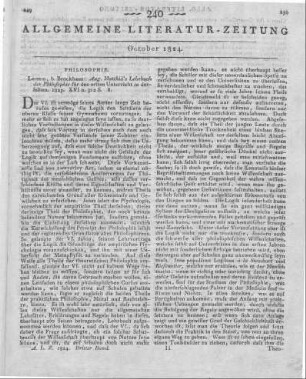 Matthiae, A.: Lehrbuch der Philosophie für den ersten Unterricht in derselben. Leipzig: Brockhaus 1823