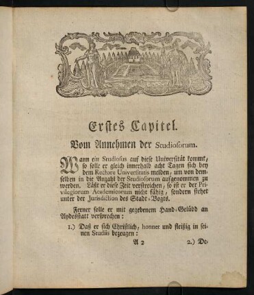 Erstes Capitel. Vom Annehmen der Studiosorum.