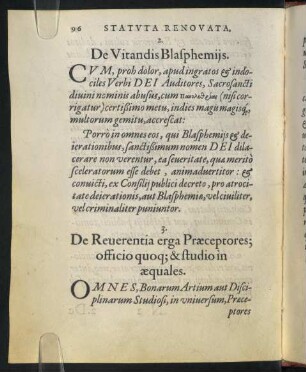 2. De Vitandis Blasphemiis.