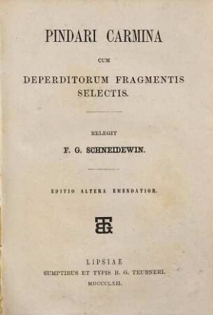 Pindari carmina : cum deperditorum fragmentis selectis