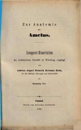 Zur Anatomie des Amelus : Inaugural-Dissertation