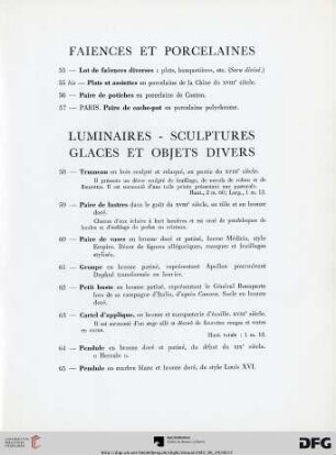 Faiences et Porcelaines (Nr. 55-57)