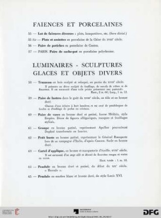 Faiences et Porcelaines (Nr. 55-57)