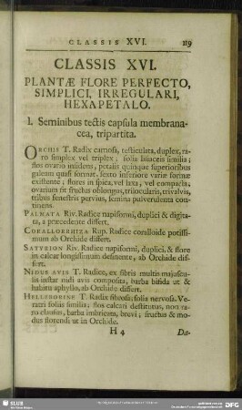 Classis XVI. Plantae Flore Perfecto, Simplici, Irregulari, Hexapetalo