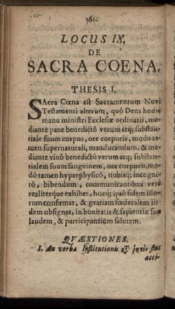 Locus IX. De Sacra Coena.