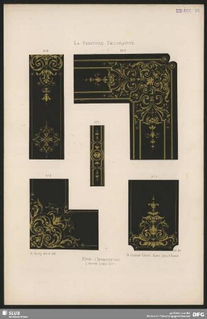 Motive für eingelegte Arbeiten oder Niellirungen (Stil Louis XIV)