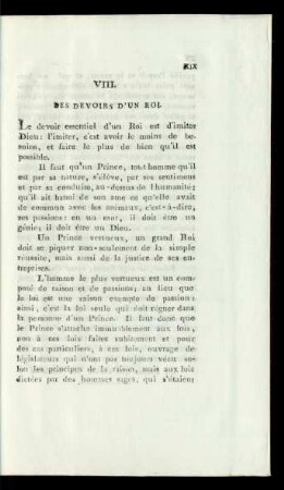 VIII. Des Devoirs D'Un Roi.