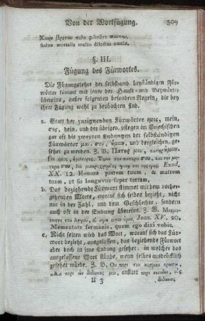 §. III. Fügung des Fürwortes