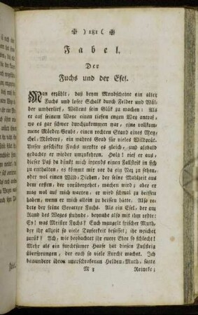 Fabel. Der Fuchs und der Esel.
