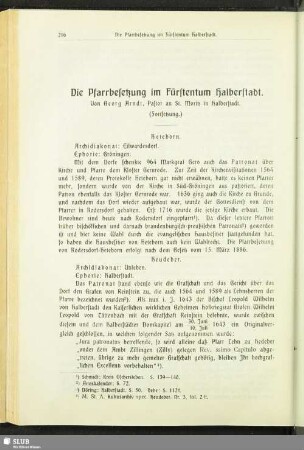 Die Pfarrbesetzung im Fürstentum Halberstadt. (Fortsetzung).