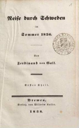 Reise durch Schweden im Sommer 1836, 1