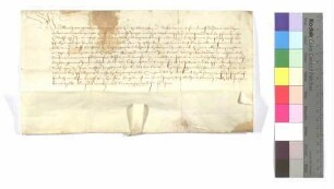 Propst Albrecht von Ellwangen verleiht der Heiligenpflege zu Röhlingen (Rohlingen) 1 1/2 Tagwerk Wiesen bei Pfahlheim (Pfalhein) zu Lehen.