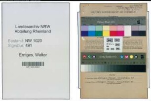 Entnazifizierung Walter Erntges , geb. 02.11.1901 (Finanzbeamter)