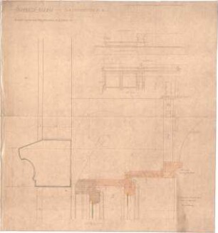 Fischer, Theodor; Würzburg, Münsterplatz; Sparkasse - Fenstersturz im 1. OG (Ansichten, Schnitt)