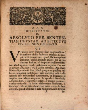 Diss. iur. inaug. de absoluto per sententiam iniustam ad effectus civiles non obligato