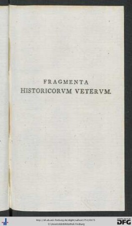 Fragmenta Historicorum Veterum.