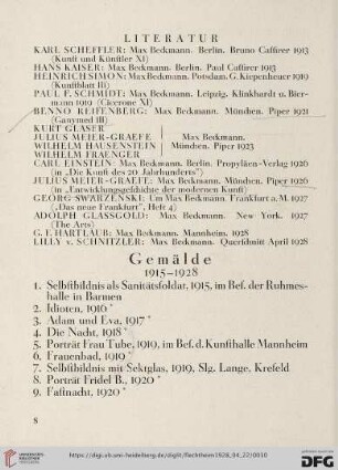 Gemälde 1915-1928 (Nr. 1-55)