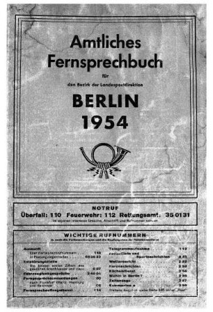 1954: Amtliches Fernsprechbuch für den Bezirk der Landespostdirektion Berlin