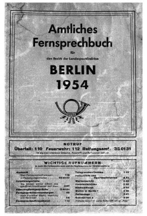 1954: Amtliches Fernsprechbuch für den Bezirk der Landespostdirektion Berlin