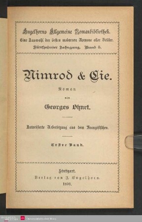 1: Nimrod & Cie : Roman