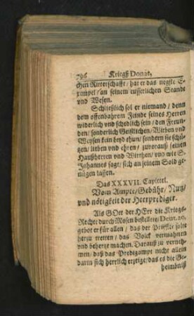 Das XXXVII. Capittel. Vom Ampte/ Gebühr/ Nutz/ und nötigkeit der Heerprediger.