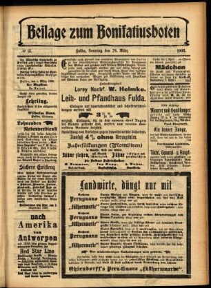 Zweite Ausgabe vom Sonntag, den 29. März 1903.