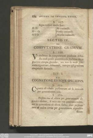 Tit. I. De Cognatione Eiusque Speciebus.