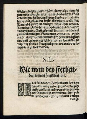 XIII. Wie man bey sterbenden leuten handlen soll.