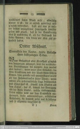 Dritter Abschnitt. Einwickeln der Kinder, dritte Ursache ihres frühzeitigen Todes